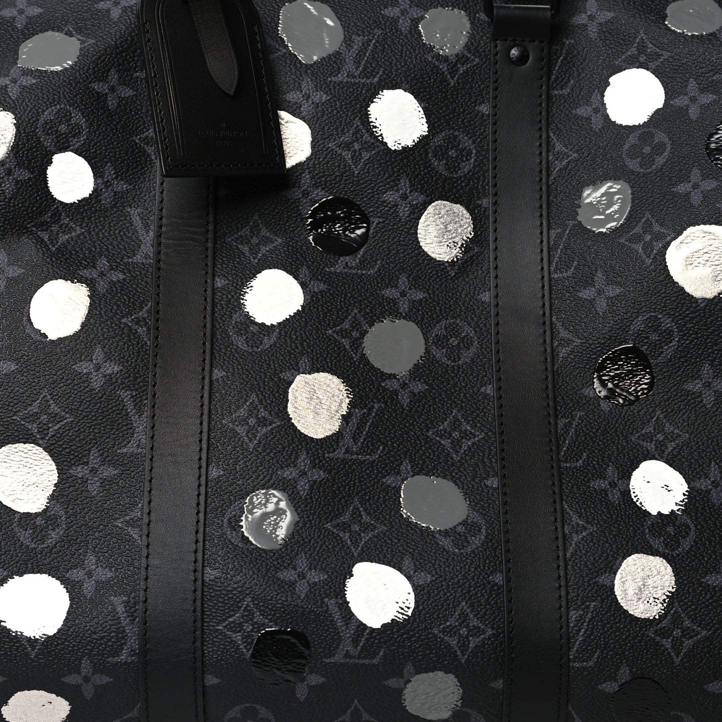 LV X YK Monogram Eclipse Keepall Bandouliere 55 Black Silver