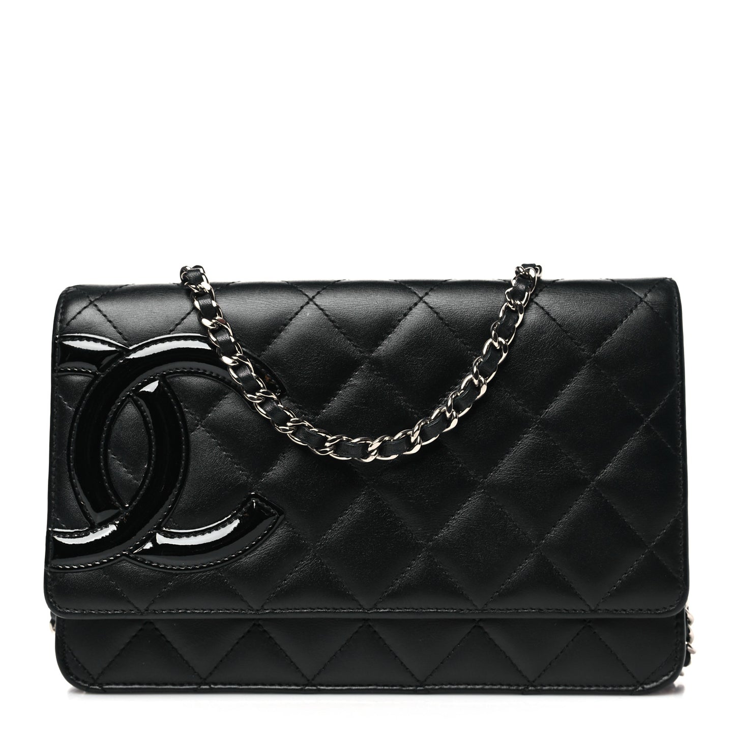 Calfskin Quilted Cambon Wallet on Chain WOC Black