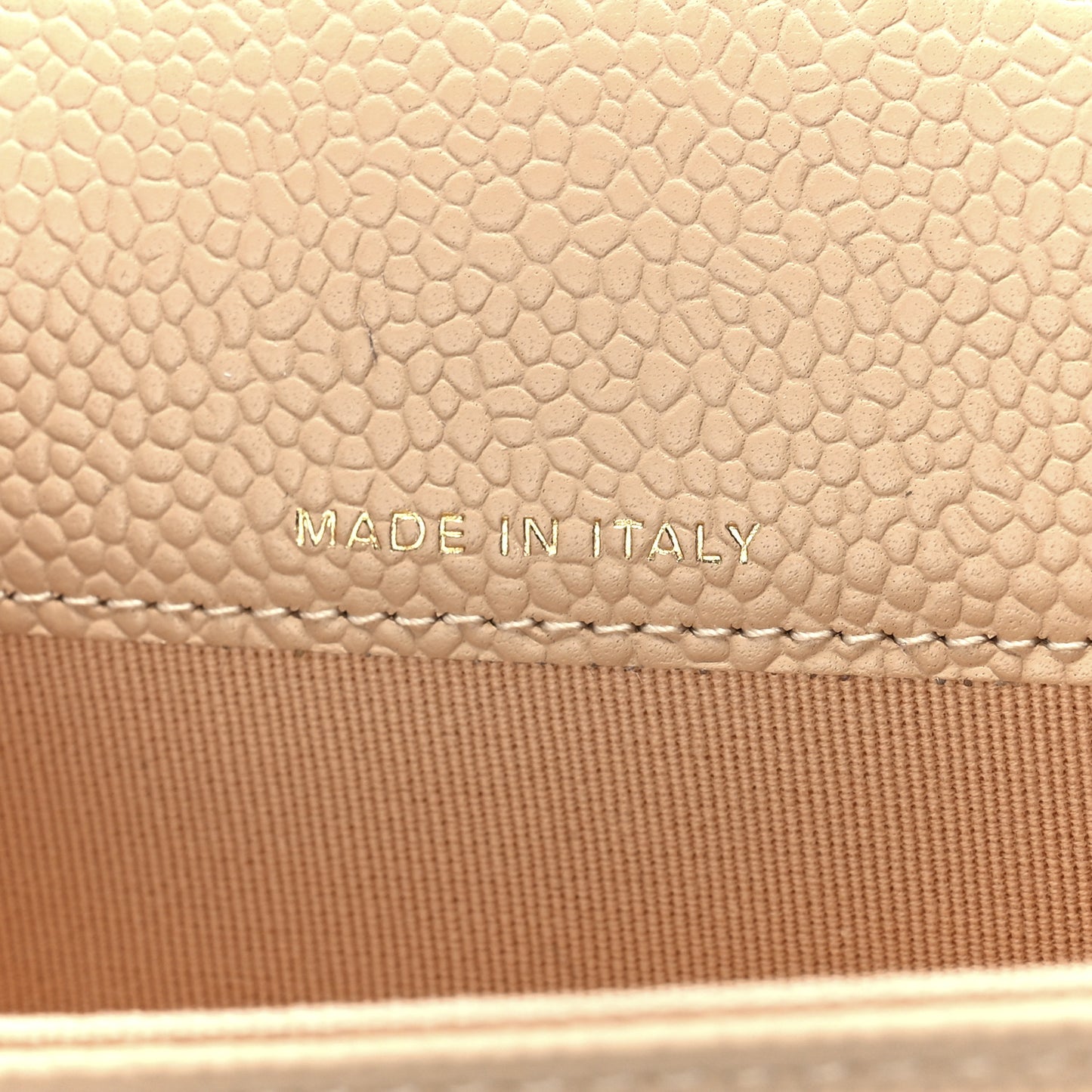 Caviar Quilted Flap Card Holder Wallet Light Beige