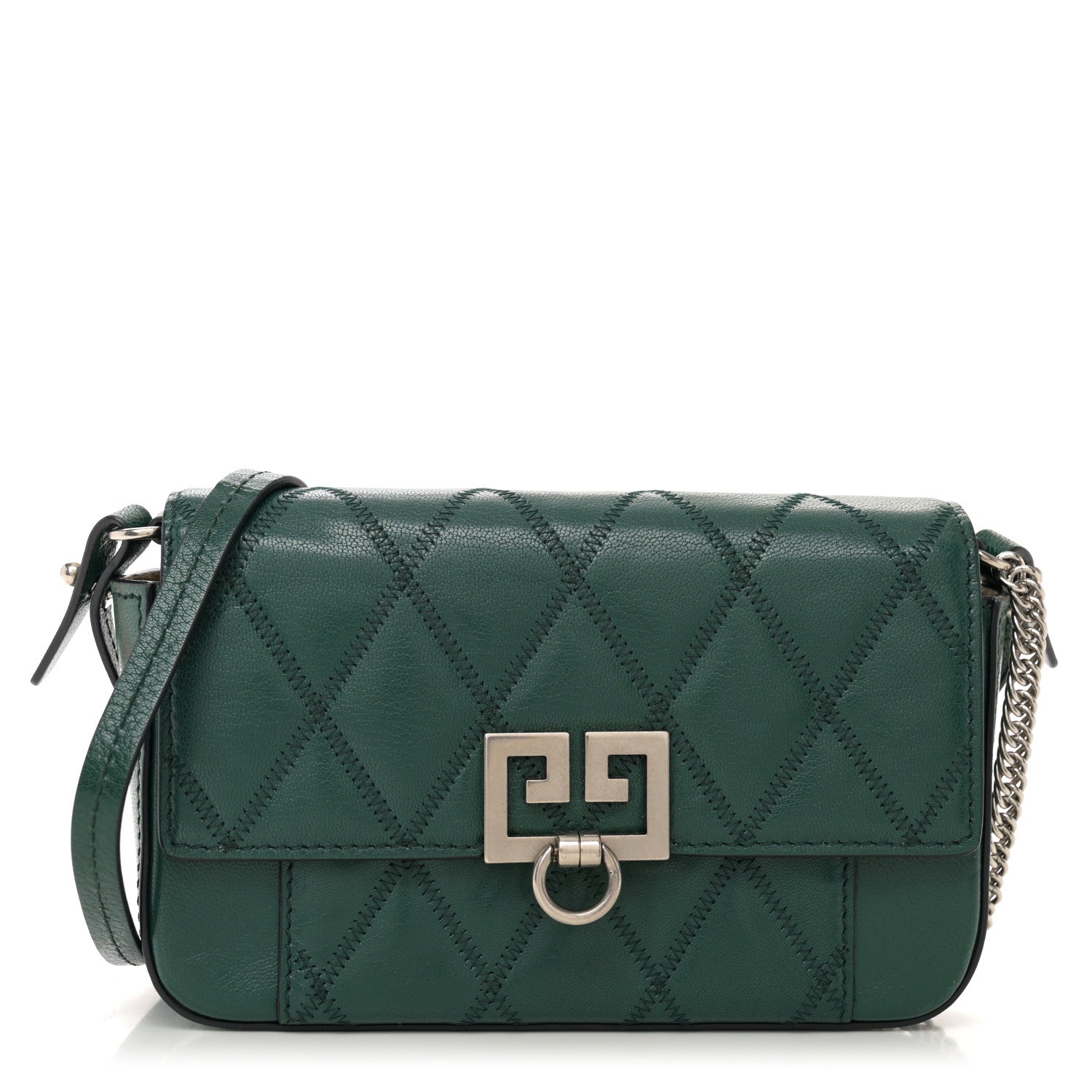Givenchy Goatskin Quilted GV3 Mini Pocket Convertible Bag Green Forest 1 of 10