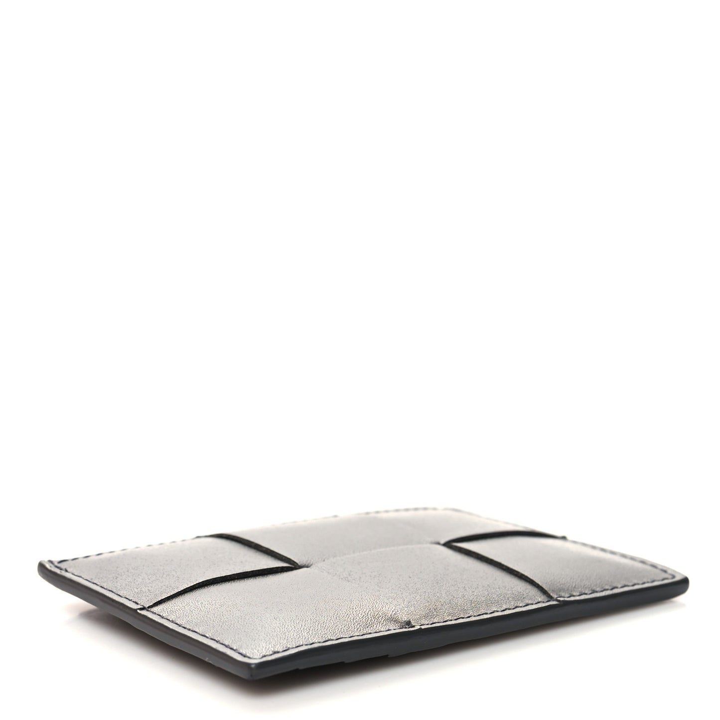 Nappa Intreccio Cassette Credit Card Holder Thunder
