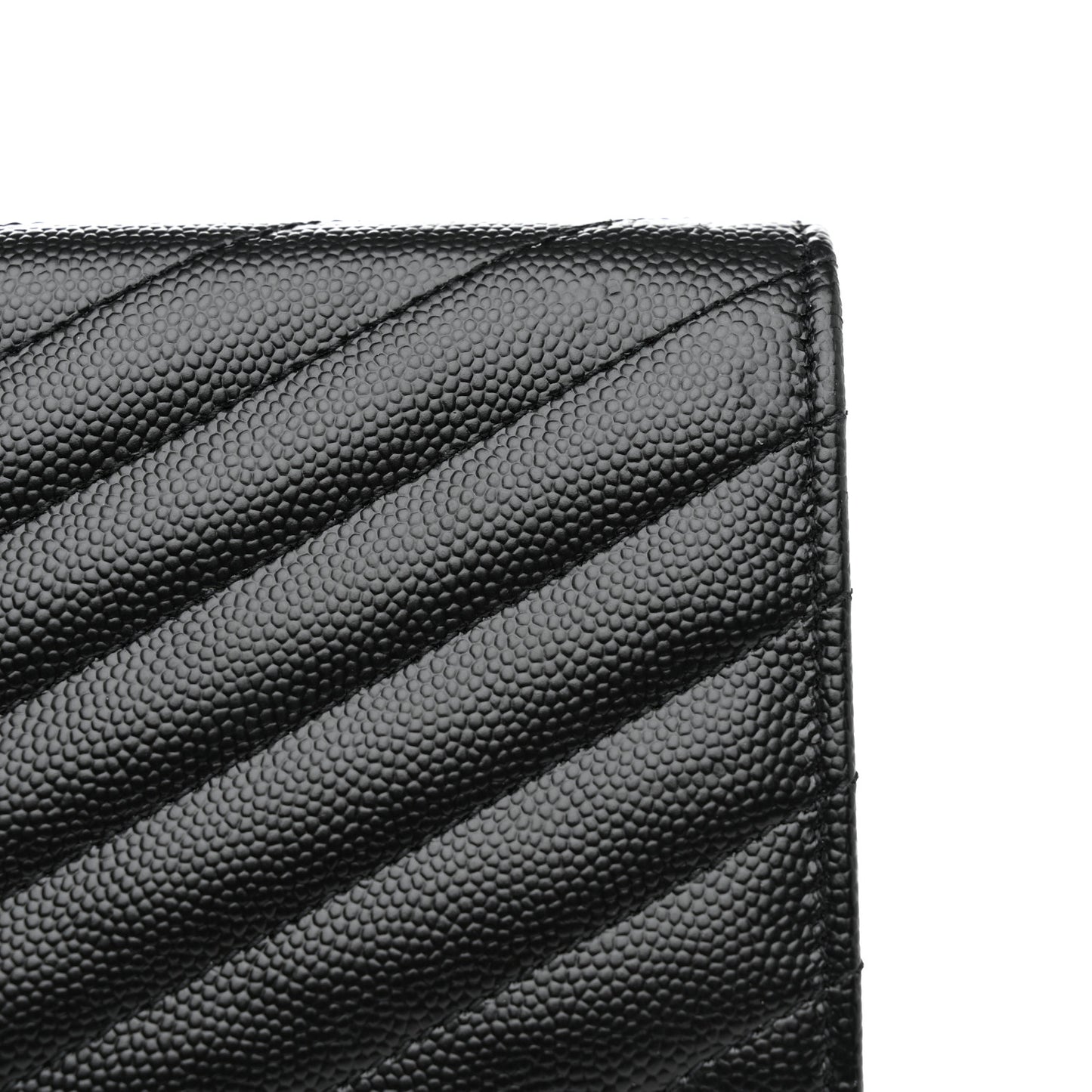 Grain De Poudre Matelasse Chevron Monogram Flap Wallet Black