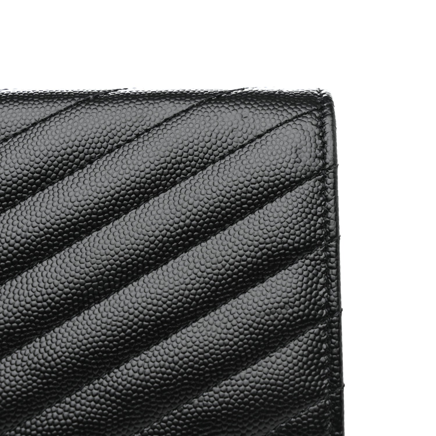 Saint Laurent Grain De Poudre Matelasse Chevron Monogram Flap Wallet Black 8 of 8