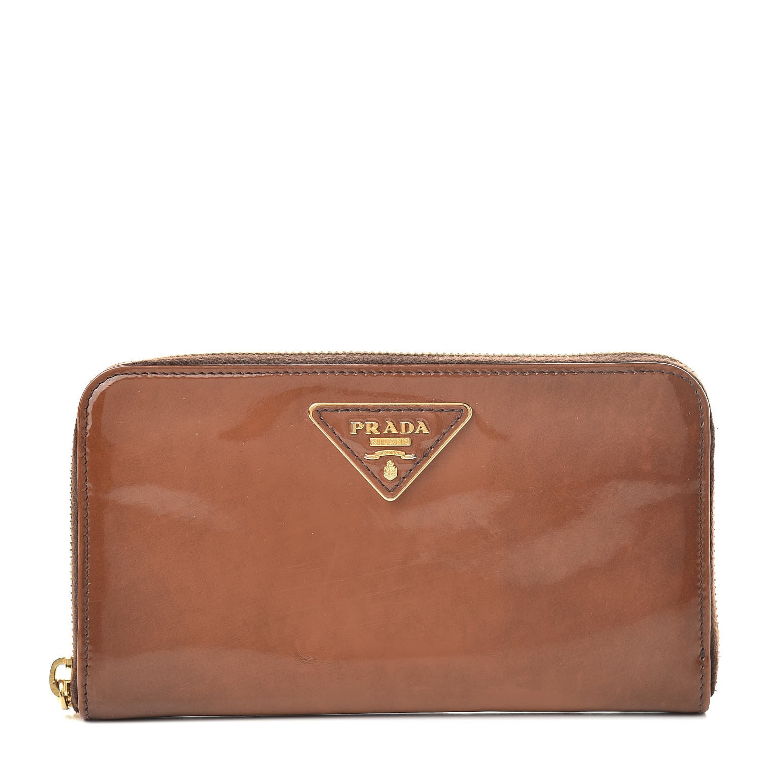 Prada Vernice Zip Around Wallet Brown 1 of 14