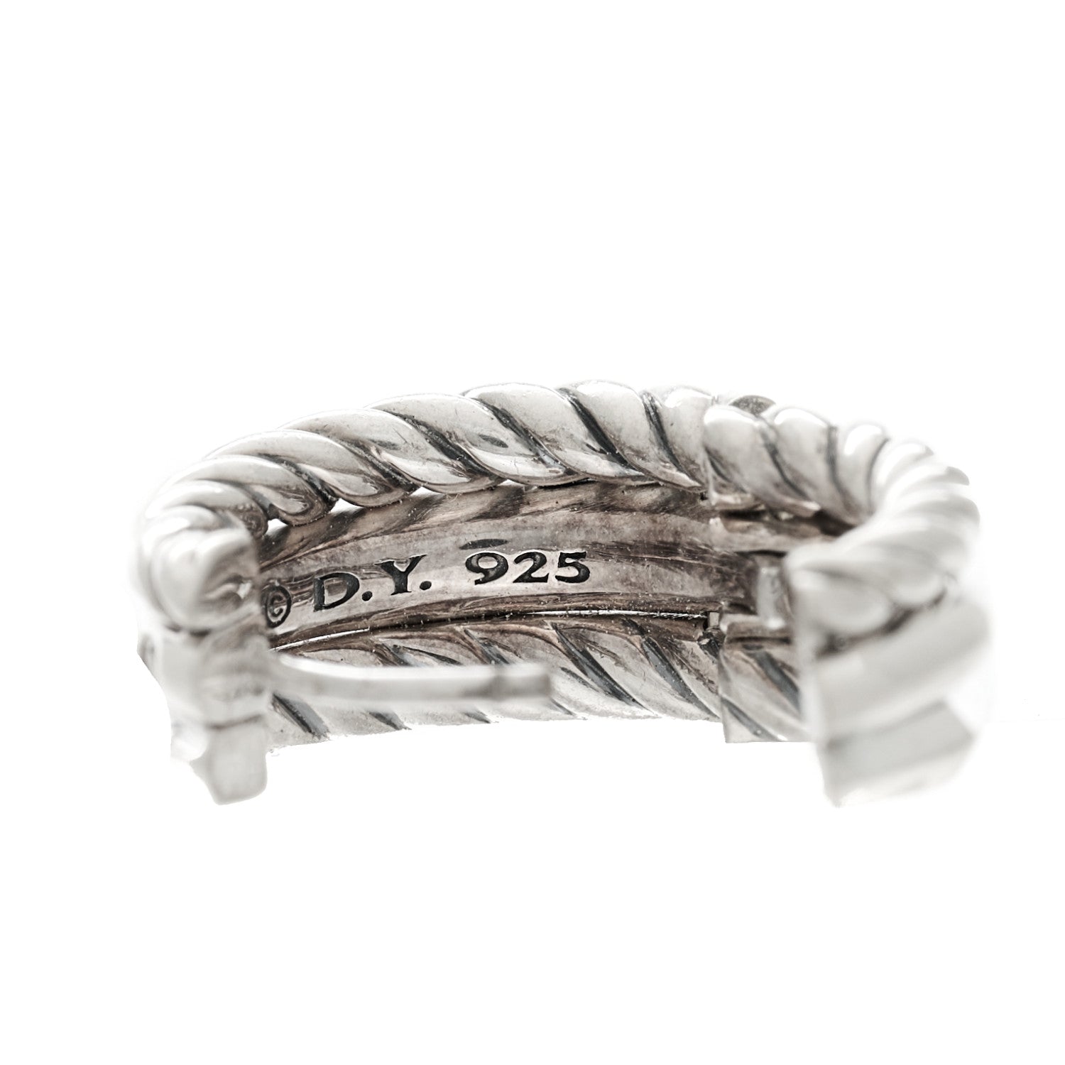David Yurman Sterling Silver Diamond Stax Hoop Earrings 3 of 3