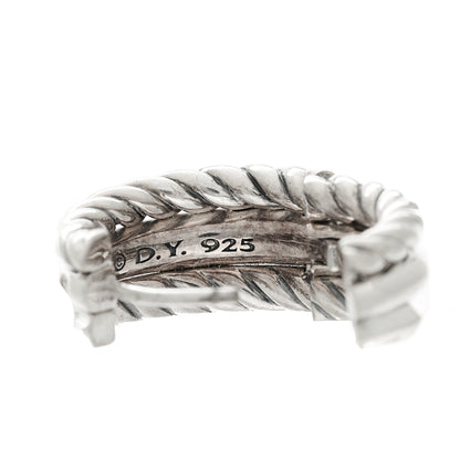 David Yurman Sterling Silver Diamond Stax Hoop Earrings 3 of 3