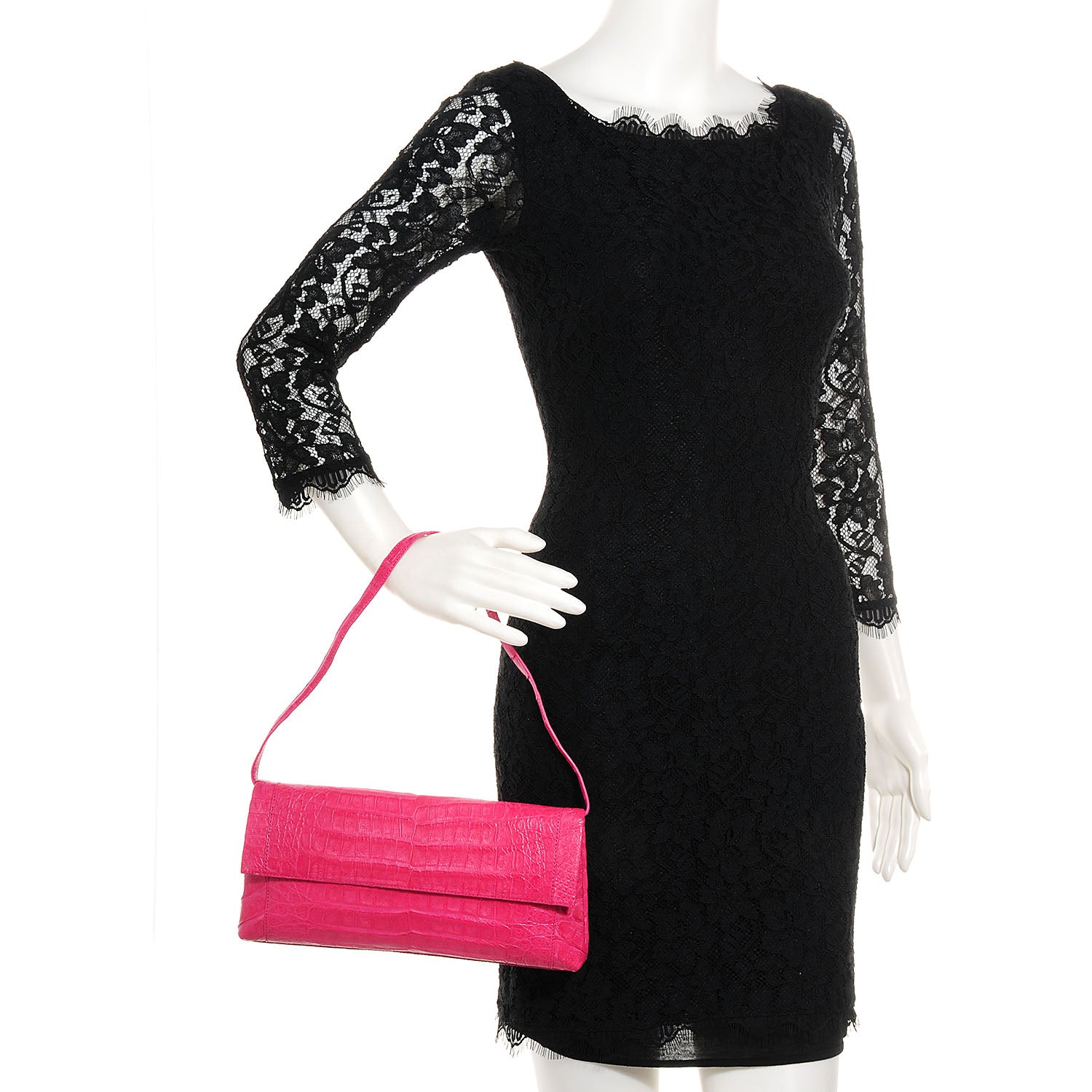 Nancy Gonzalez Crocodile Soft Flap Clutch Pink 2 of 7
