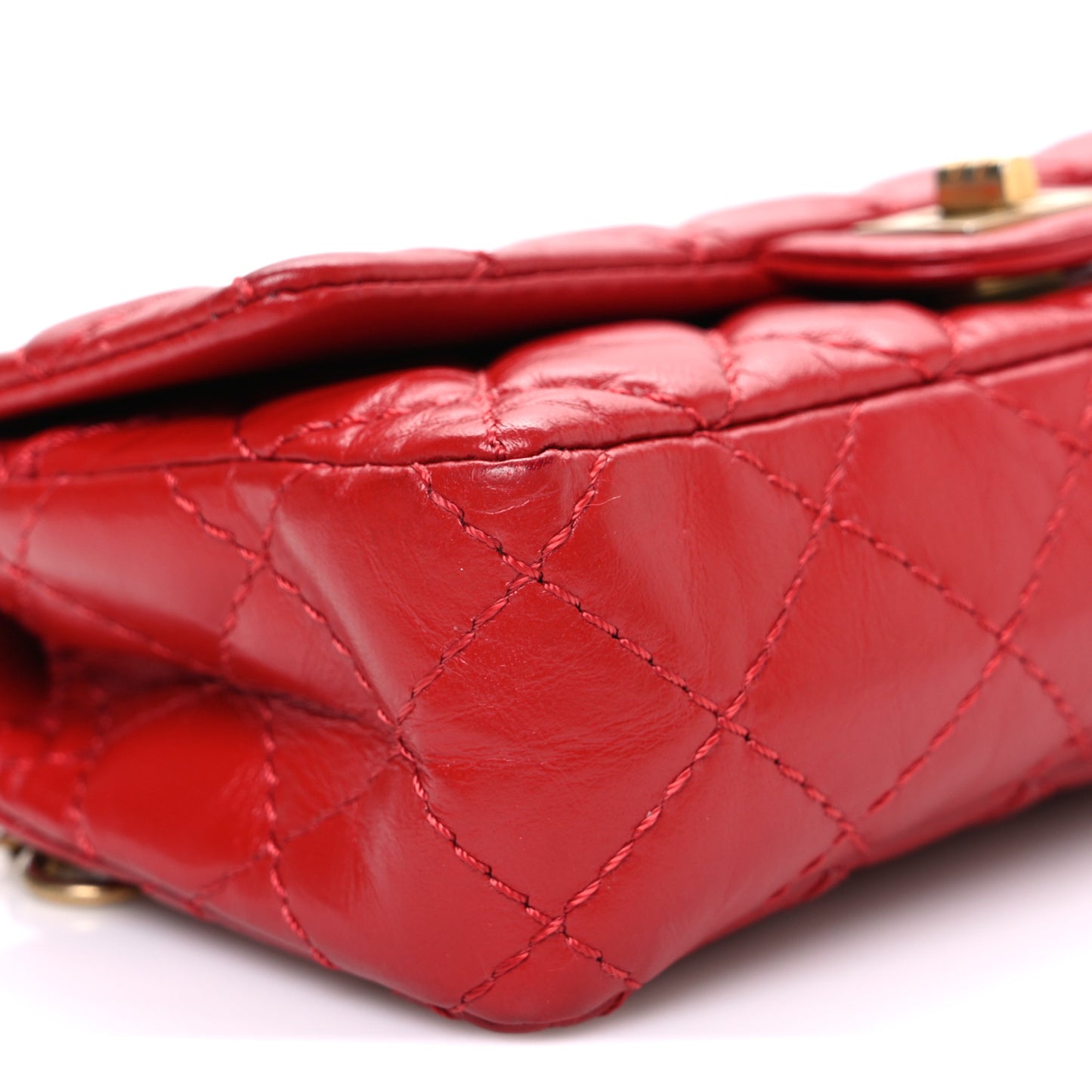 Aged Calfskin Quilted 2.55 Reissue Flap Belt Bag Red