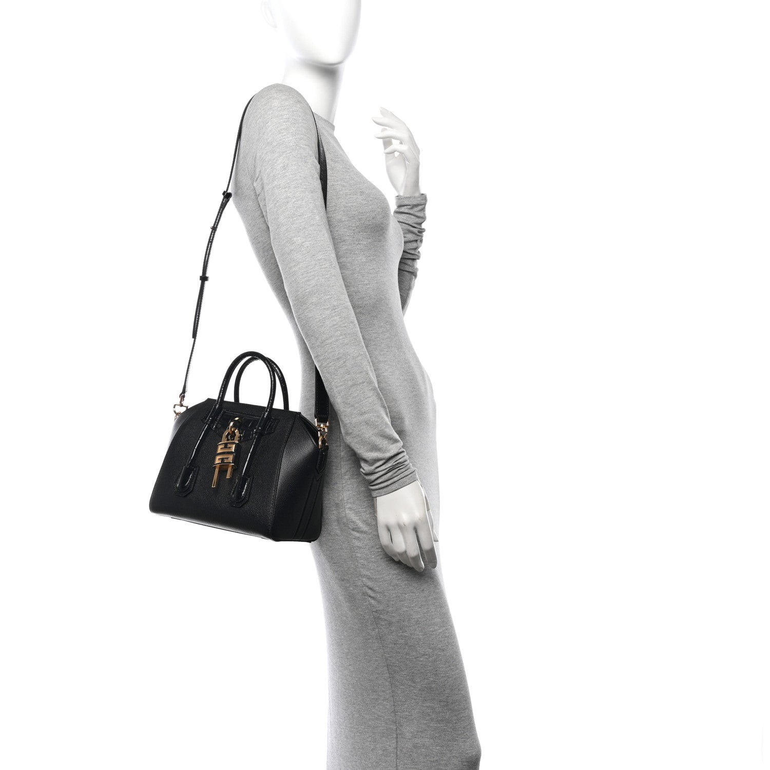 Givenchy Grained Calfskin Mini Lock Antigona Shoulder Bag Black 2 of 10