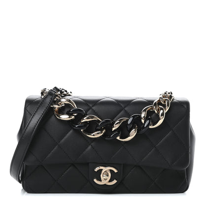 Chanel Lambskin Quilted Resin Bi-Color Chain Flap Bag Black 1 of 11
