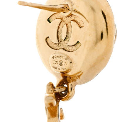 Chanel Metal Lambskin Camellia CC Drop Earrings Gold Black 4 of 4