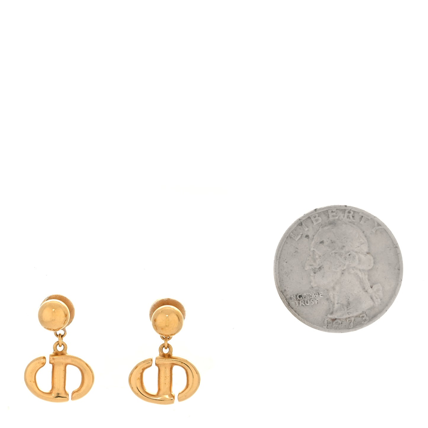 Metal Petit CD Drop Earrings Gold