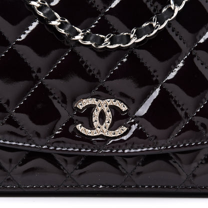 Chanel Patent Quilted Brilliant Wallet On Chain WOC Black 9 of 12