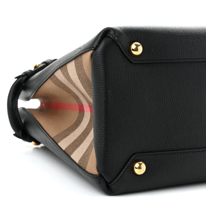 Burberry Derby Calfskin House Check Medium Banner Tote Black 9 of 10