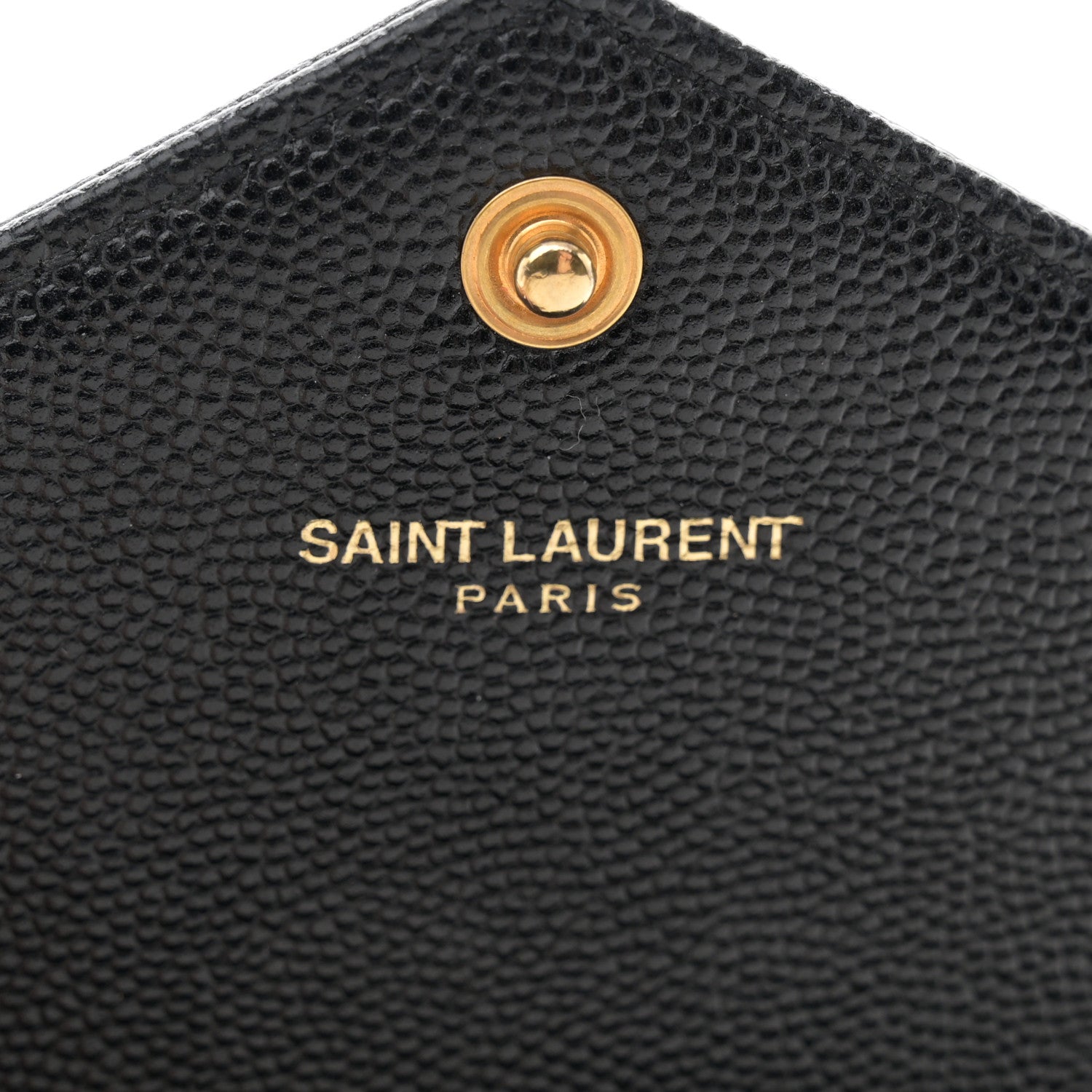 Saint Laurent Grain De Poudre Matelasse Chevron Monogram Envelope Chain Wallet Black 6 of 13