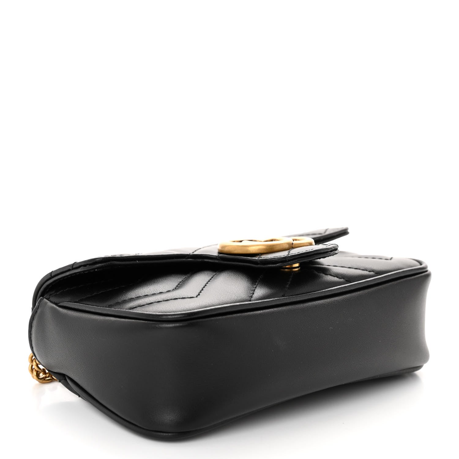 Gucci Calfskin Matelasse Super Mini GG Marmont Shoulder Bag Black 4 of 9