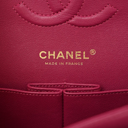 Chanel Lambskin Chevron Quilted Medium Double Flap Dark Pink 6 of 12