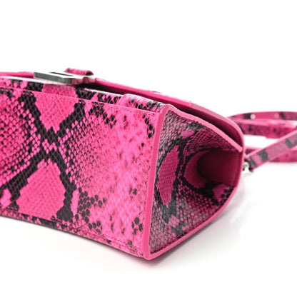 Balenciaga Shiny Calfskin Python Effect Small Hourglass Top Handle Bag Fuchsia Black 9 of 9