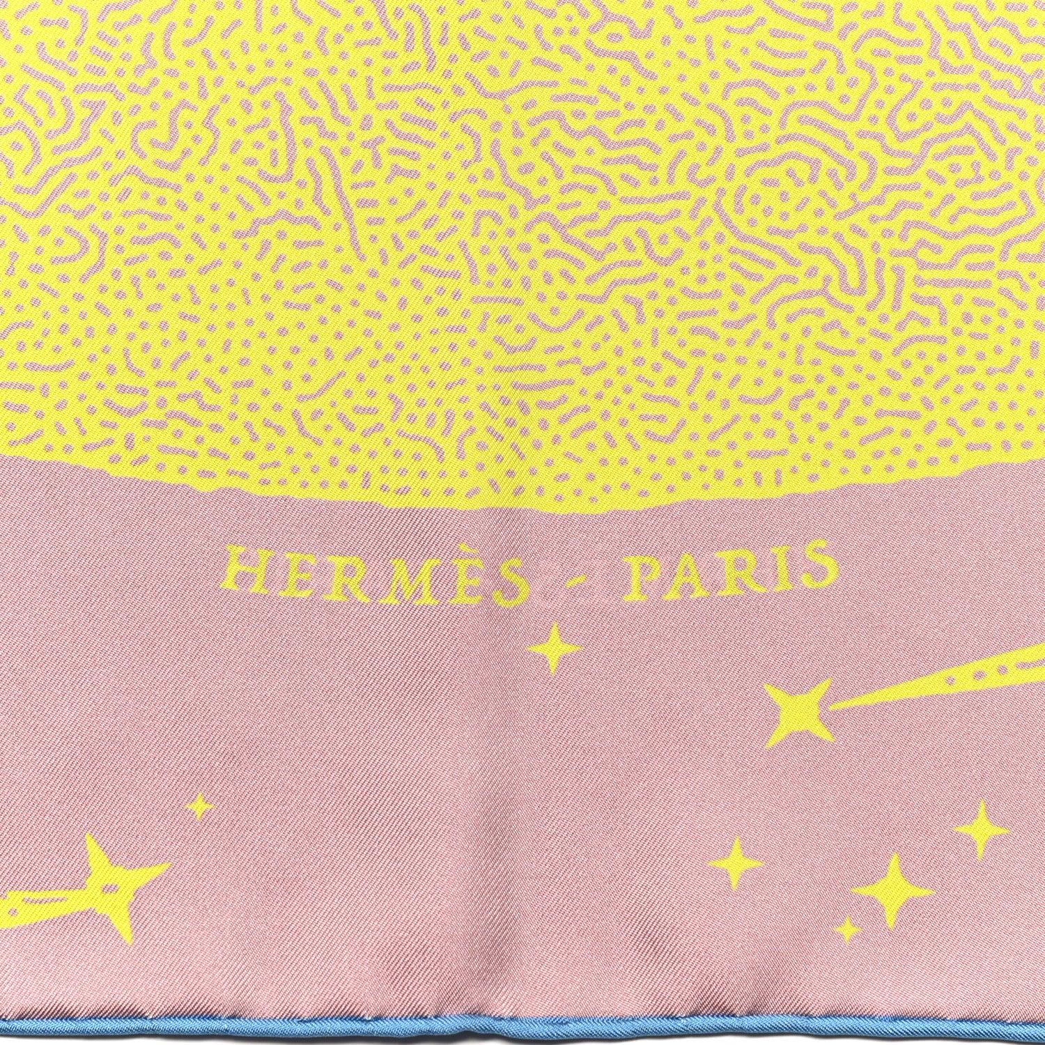Hermes Silk Double Face Clair De Lune Scarf 90 Vieux Rose Jaune 3 of 6