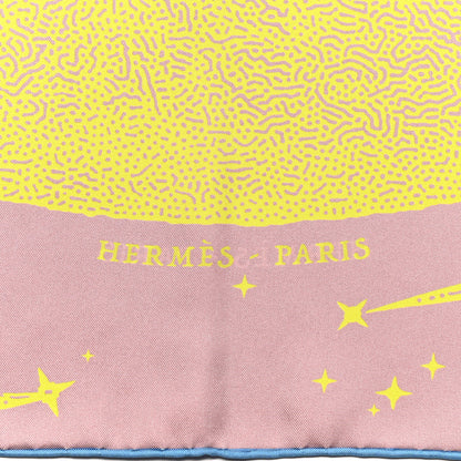 Hermes Silk Double Face Clair De Lune Scarf 90 Vieux Rose Jaune 3 of 6