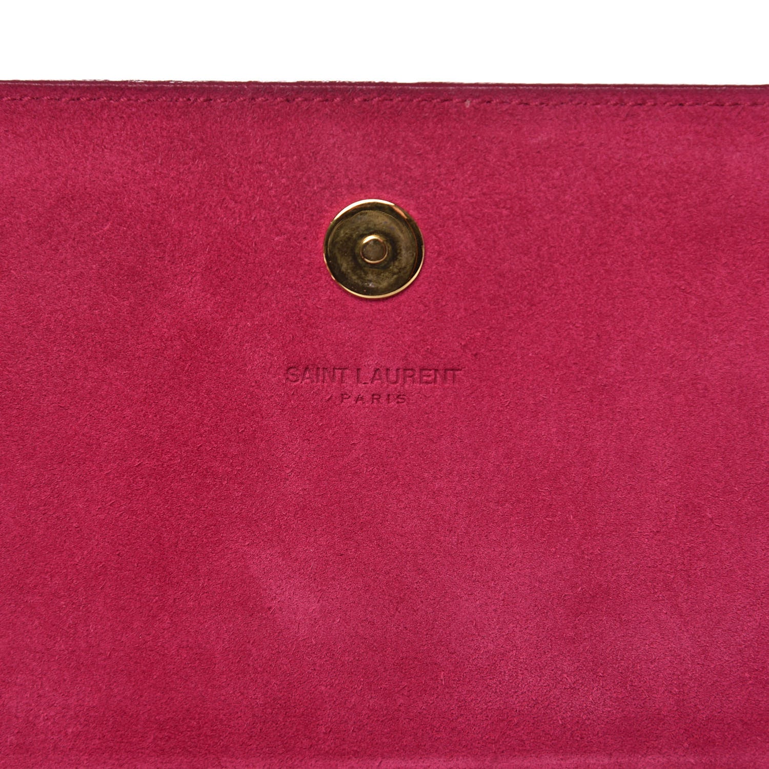 Saint Laurent Patent Grain De Poudre Classic Monogram Cassandre Clutch Fuchsia 7 of 11