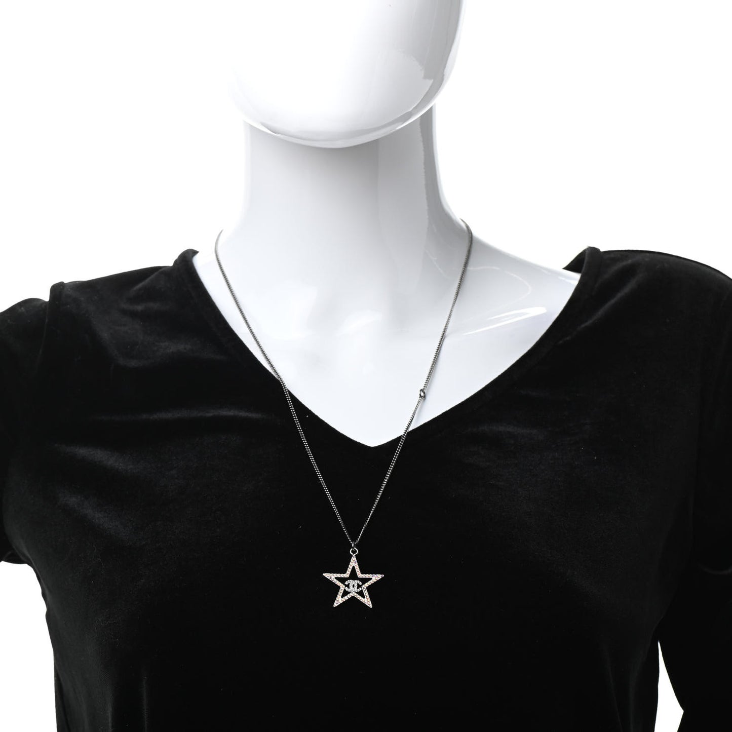 Ruthenium Crystal Star CC Necklace Iridescent Pink