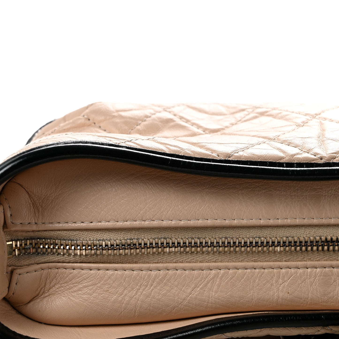Aged Calfskin Quilted New Medium Gabrielle Hobo Beige Black