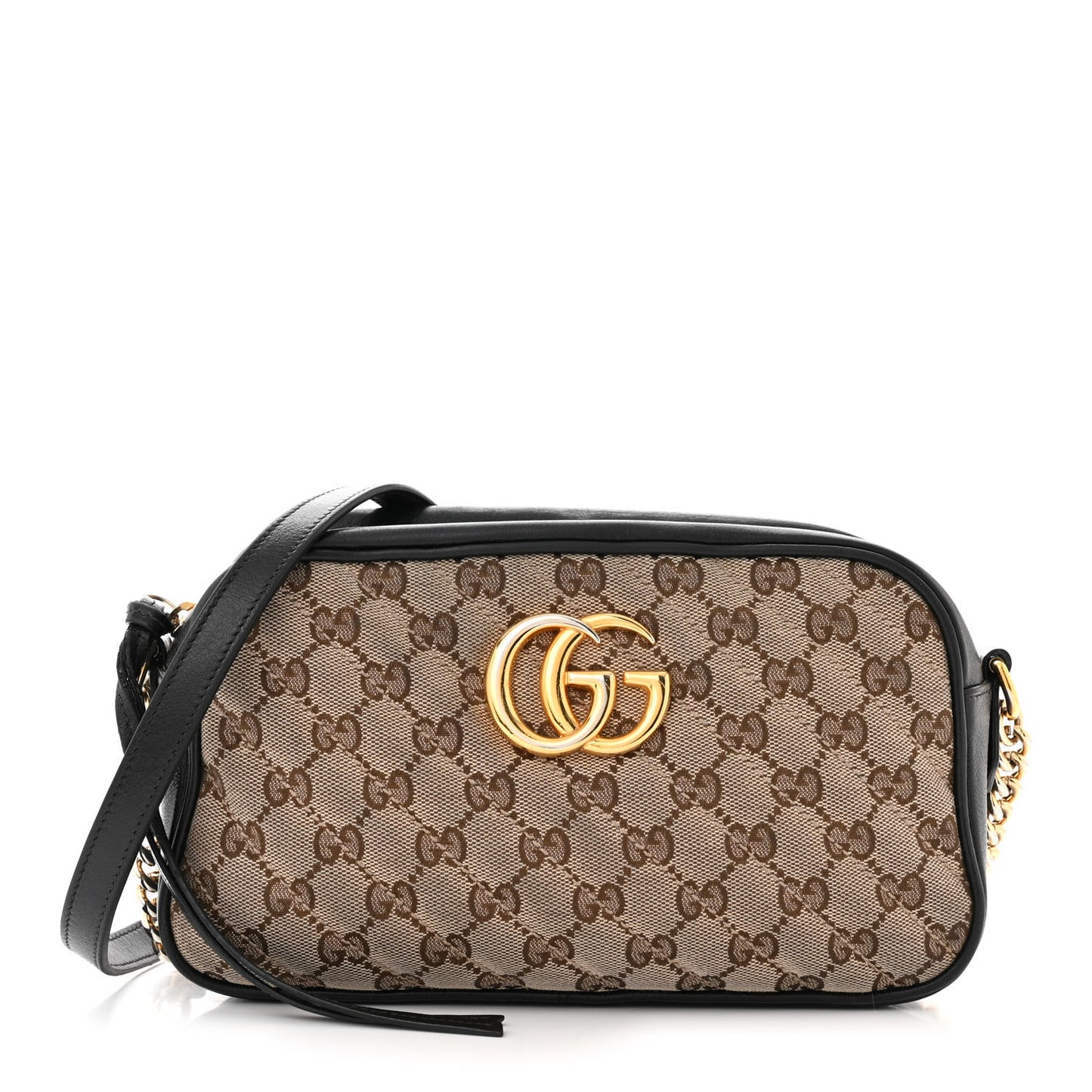 Monogram Matelasse Diagonal Small GG Marmont Chain Shoulder Bag Beige Black