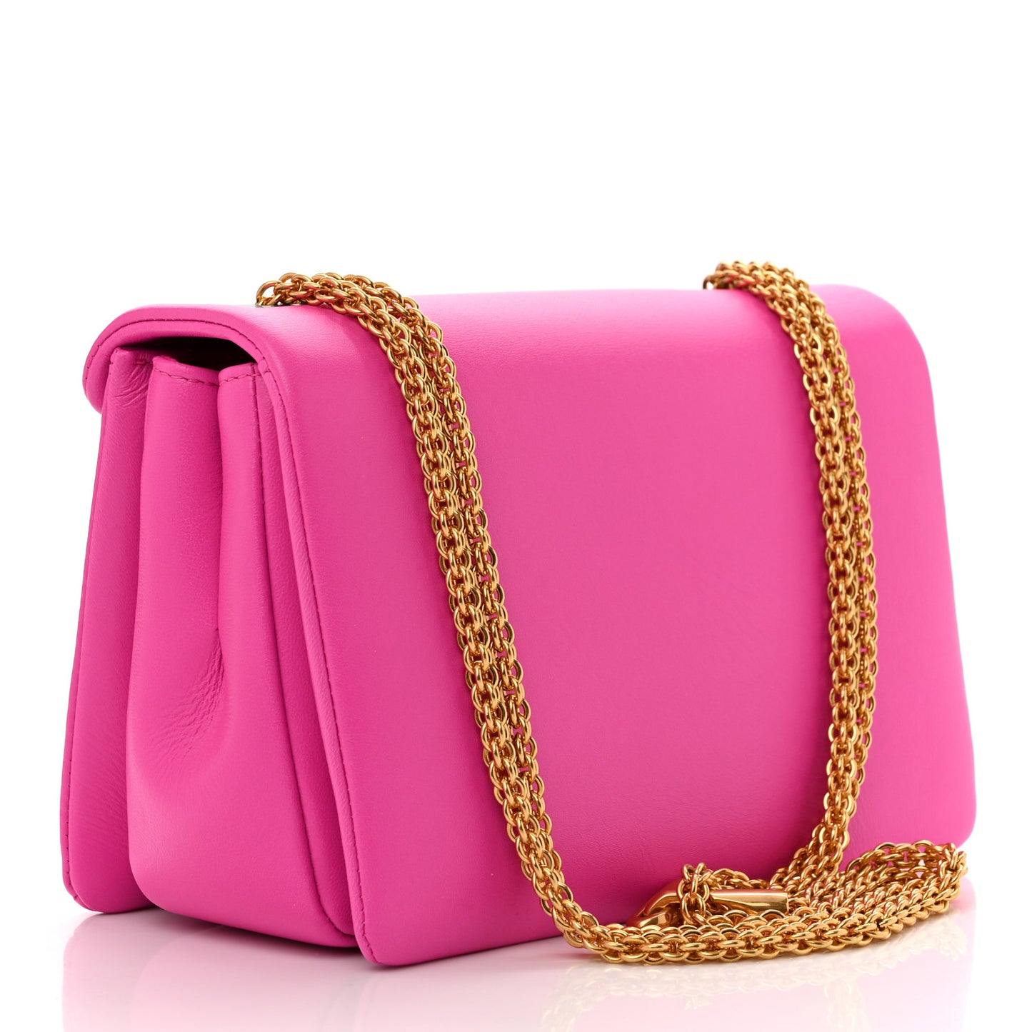 Nappa One Stud Chain Clutch Pink PP