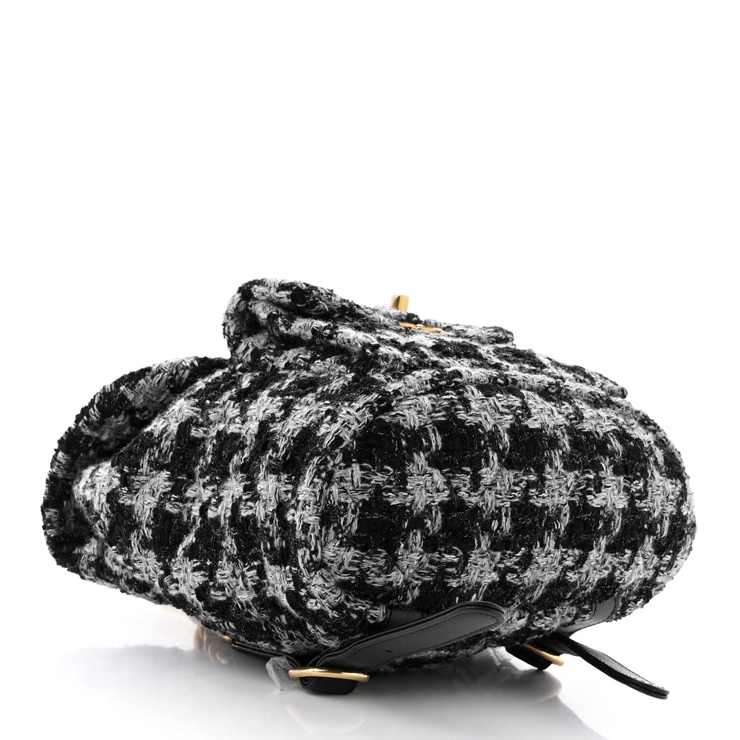 Wool Tweed Elegant Backpack Black Grey