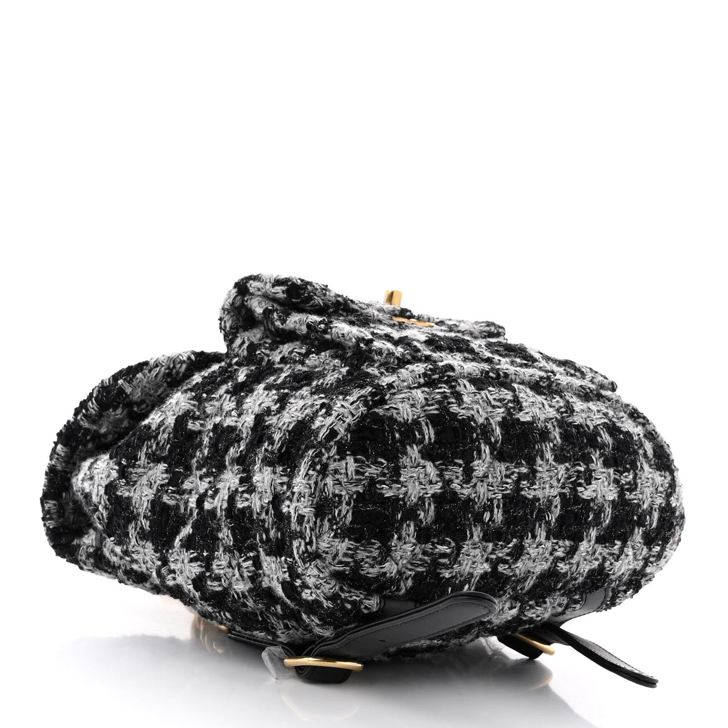 Chanel Wool Tweed Elegant Backpack Black Grey 4 of 13