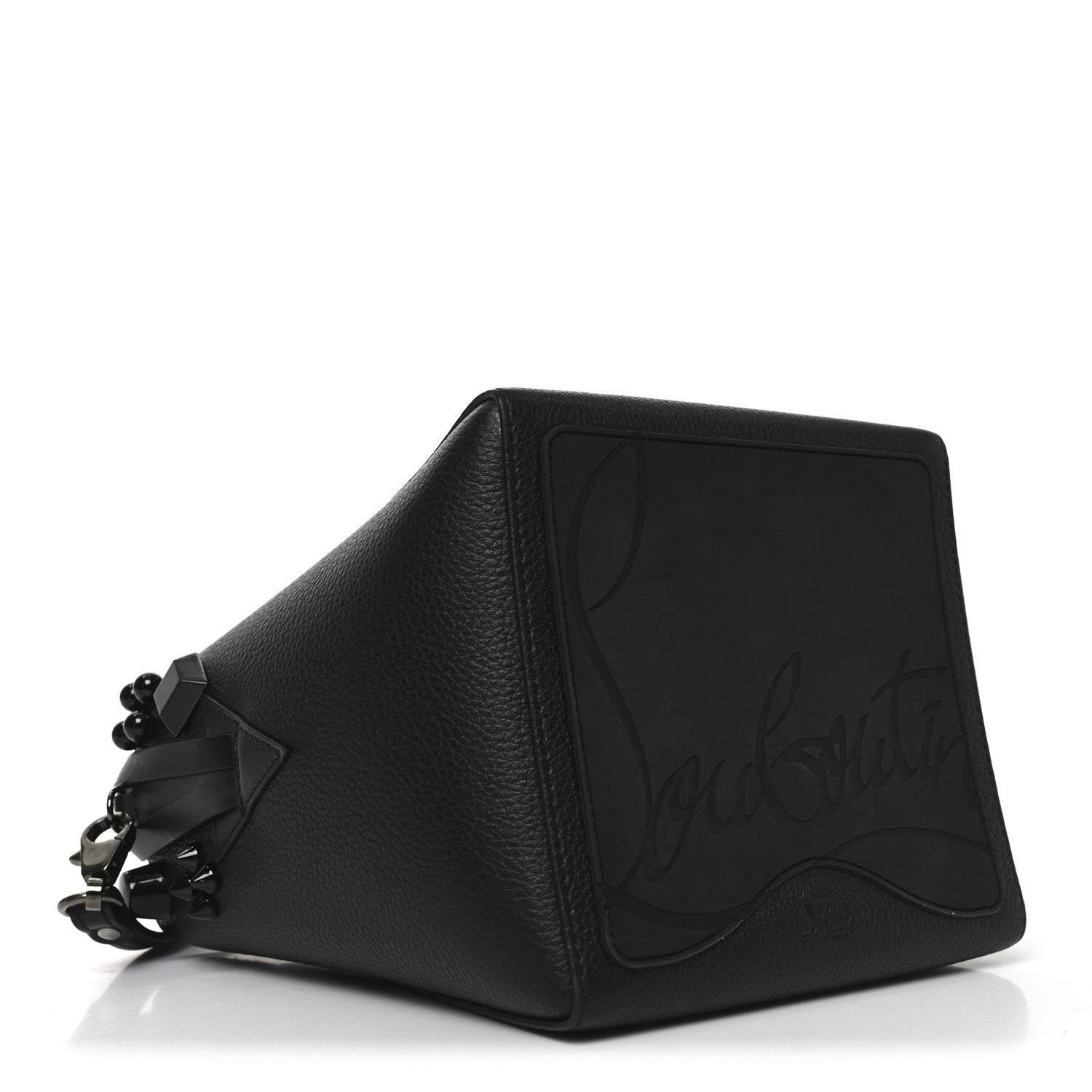 Christian Louboutin Calfskin Empire Spike Studded Mini Cabachic Bucket Bag Black 4 of 9