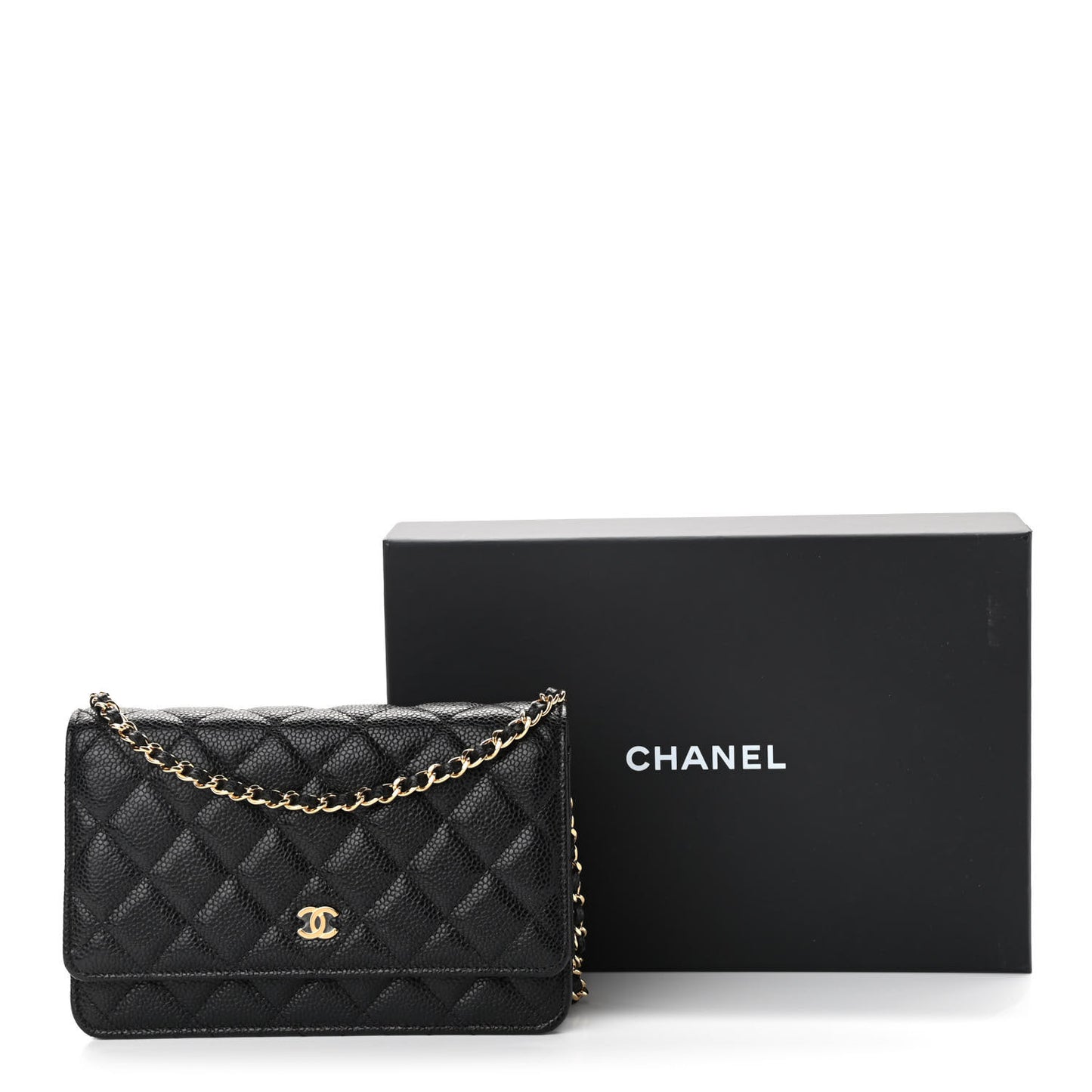 Caviar Quilted Wallet On Chain WOC Black