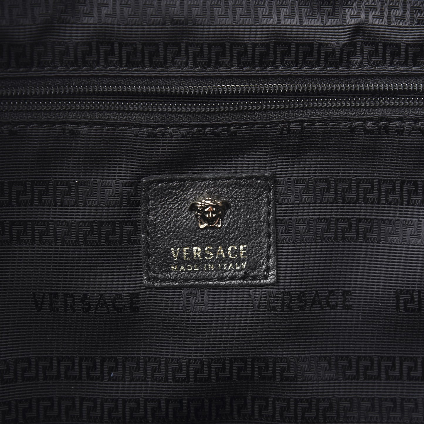 Nylon Goatskin Studded Palazzo Medusa Backpack Black
