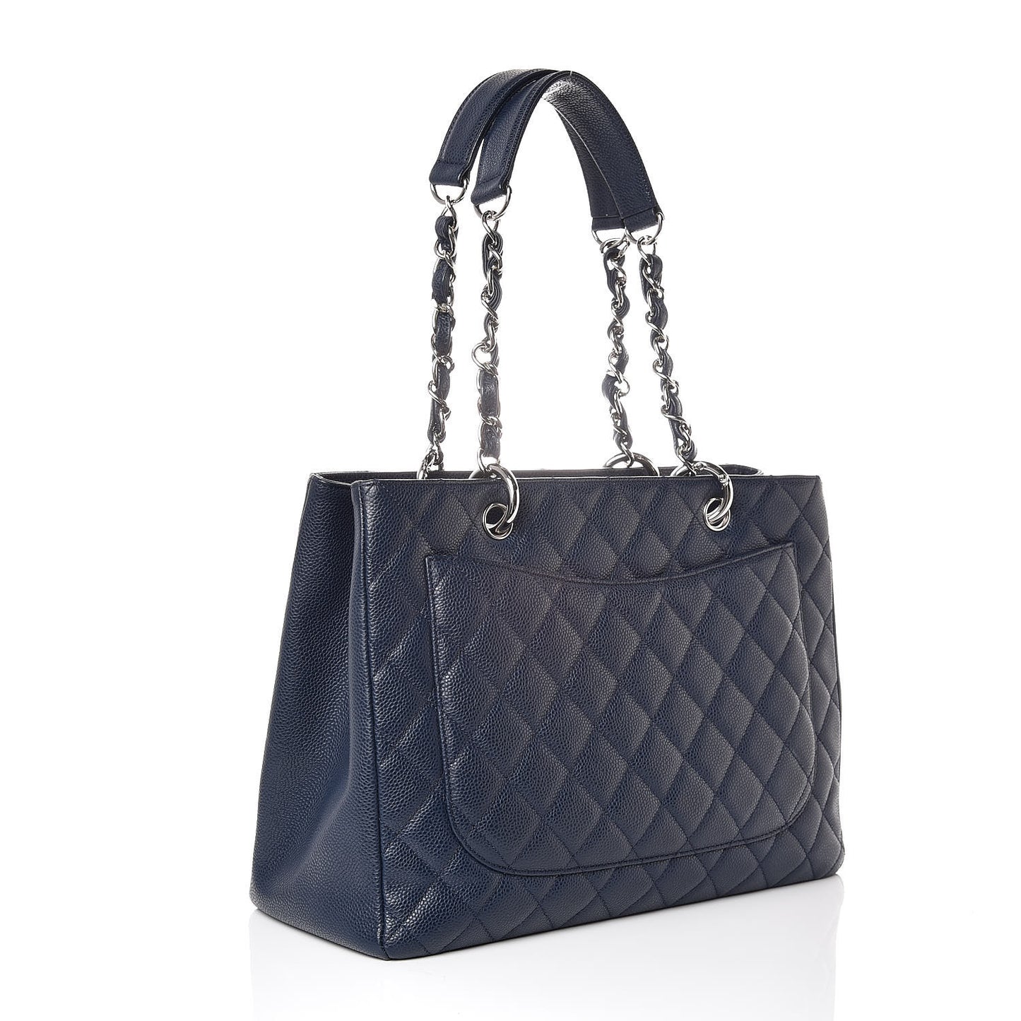 Caviar Quilted Grand Shopping Tote GST Dark Navy Blue