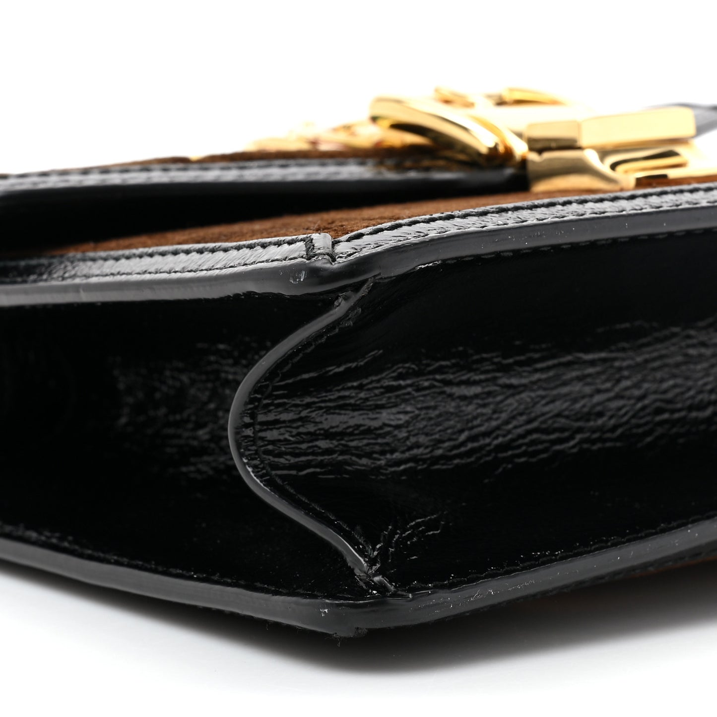 Velvet GG Monogram Web Mini Sylvie Top Handle Bag Brown Black Oro Vecchio