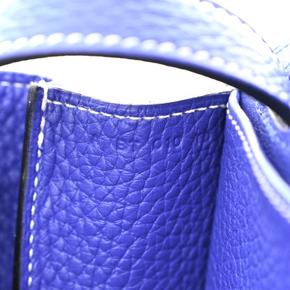Hermes Taurillon Clemence Halzan 31 GM Bleu Electrique 7 of 12
