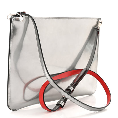 Christian Louboutin Patent Calfskin Glitter Studded Loubiclutch Crossbody Clutch Silver 3 of 11