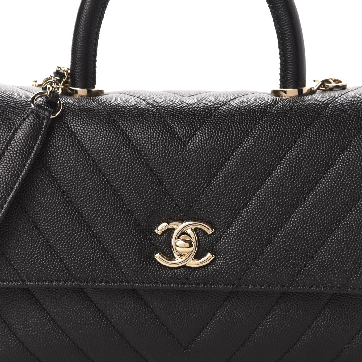 Chanel Caviar Chevron Quilted Mini Coco Handle Flap Black 10 of 11