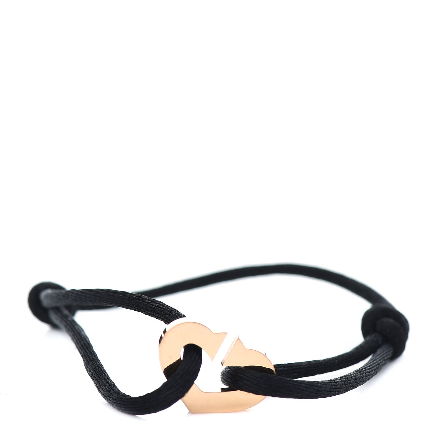 18K Pink Gold Hearts and Symbols Cord Bracelet Black