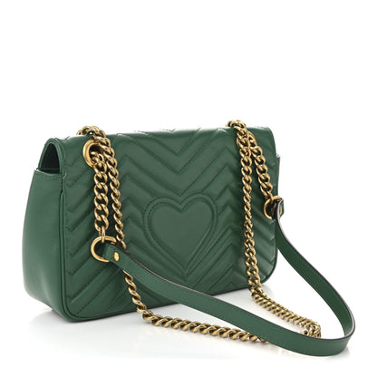 Gucci Calfskin Matelasse Small GG Marmont Shoulder Bag Emerald Green 3 of 10