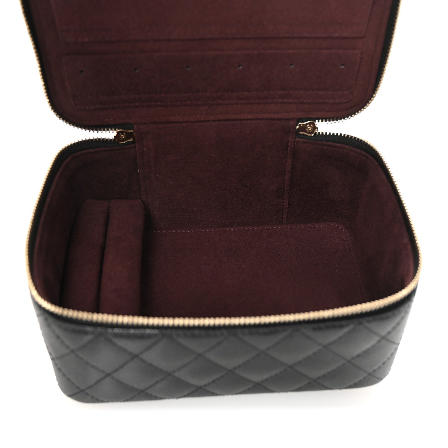 Caviar Quilted Top Handle Jewelry Case Black