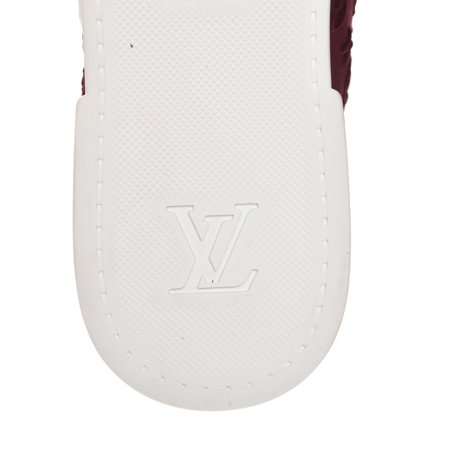 Louis Vuitton Neoprene Suede Embossed Monogram Stellar Low Top Sneakers 35 Burgundy 7 of 9