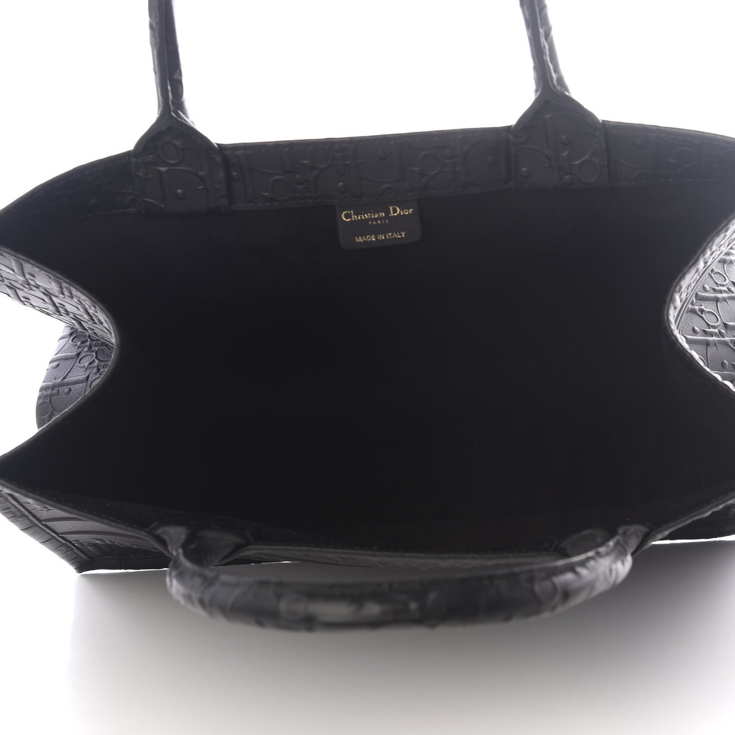 Oblique Calfskin Embossed Medium Book Tote Black