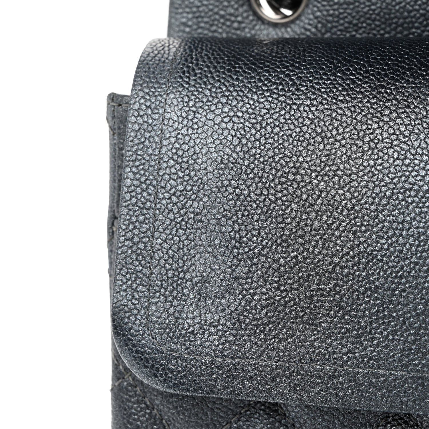 Chanel Metallic Caviar Quilted Maxi Double Flap Charcoal 11 of 11