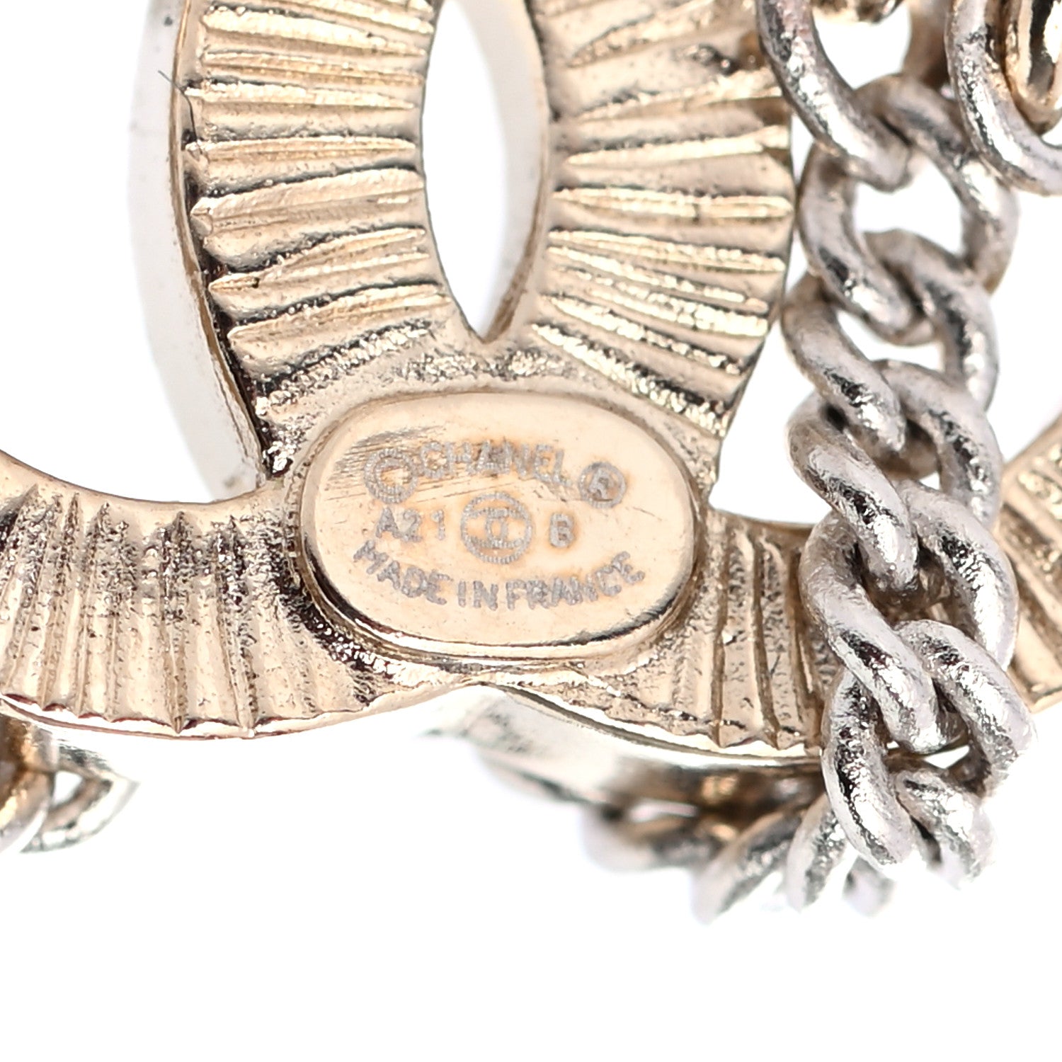 Chanel Crystal Chain CC Earrings Gold 4 of 4