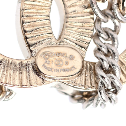 Chanel Crystal Chain CC Earrings Gold 4 of 4