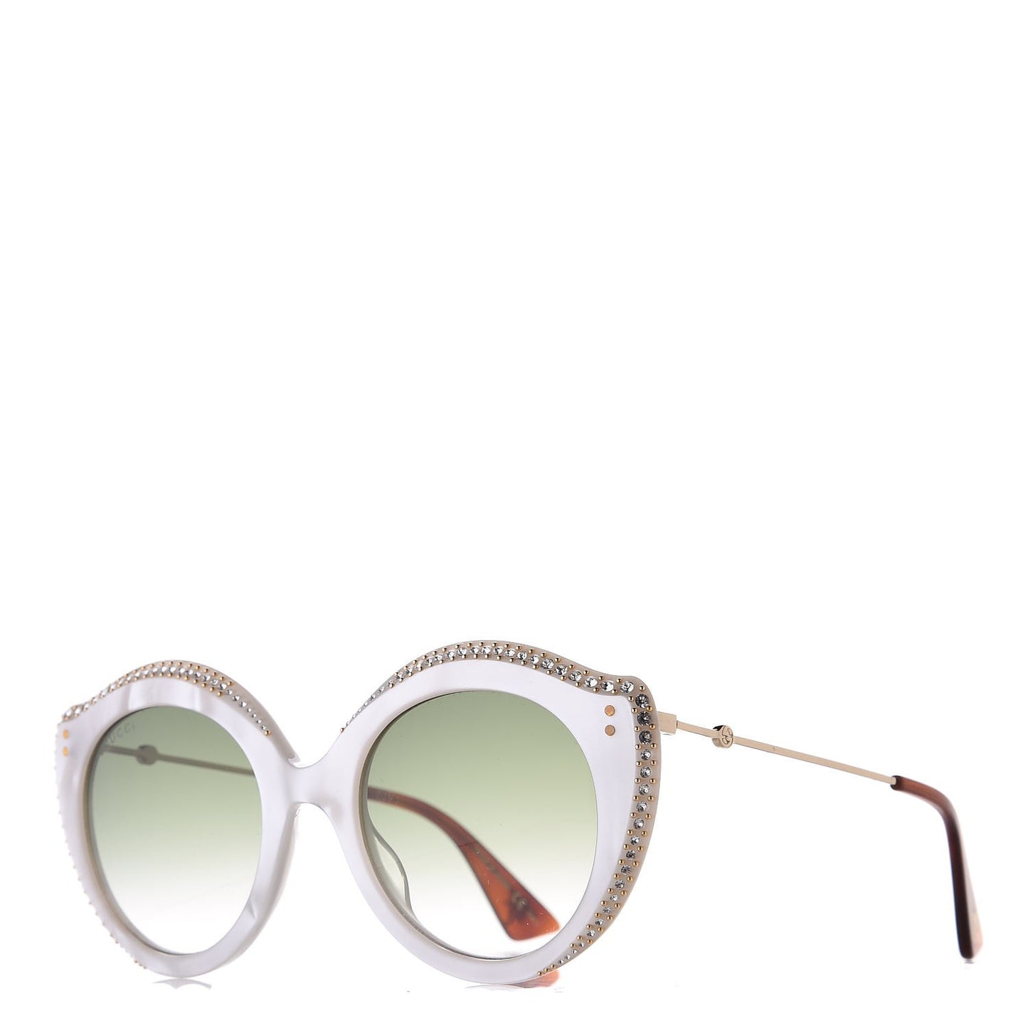 Crystal Cat Eye GG0214S Sunglasses White