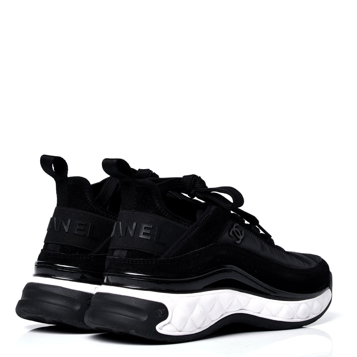 Velvet Calfskin Mixed Fibers CC Sneakers 37 Black