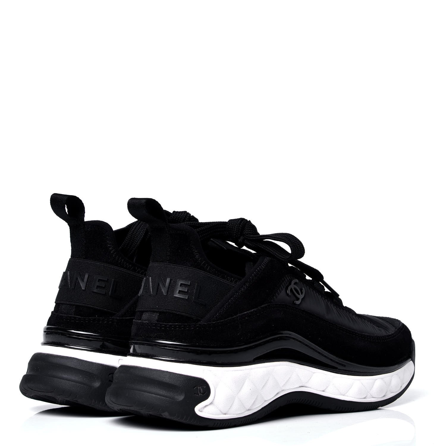Chanel Velvet Calfskin Mixed Fibers CC Sneakers 37 Black 3 of 6